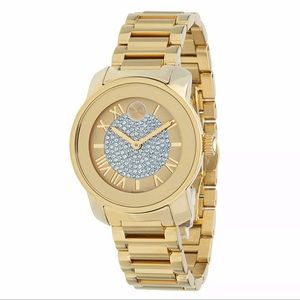 Movado Bold Stainless Steel Case Gold-Plated Band Ladies Watch - (3600255)